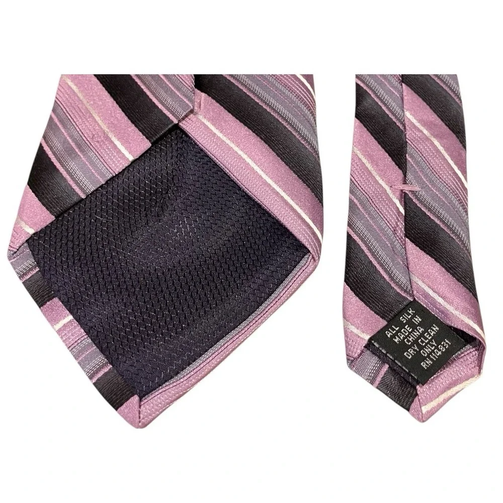 Paul Dione Men's Tie Rep 100% Silk Necktie Designer‎ Purple Black Grey White